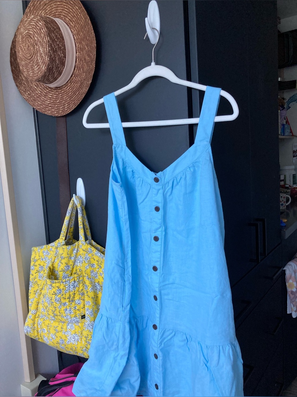 NWT J.Crew Linen Summer Dress Loose Fit Tiered Babydoll Mid Thigh Powder Blue